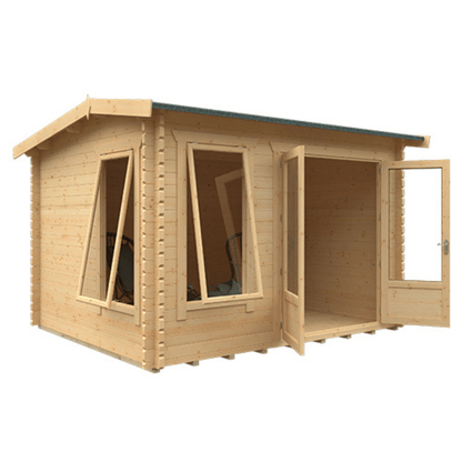 Woodlands Longleat 28mm Log Cabin Heavy Duty Garden Building With Double Glazed Windows &amp; Door
