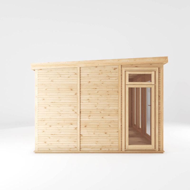 Wooden cabin with a window on a white background